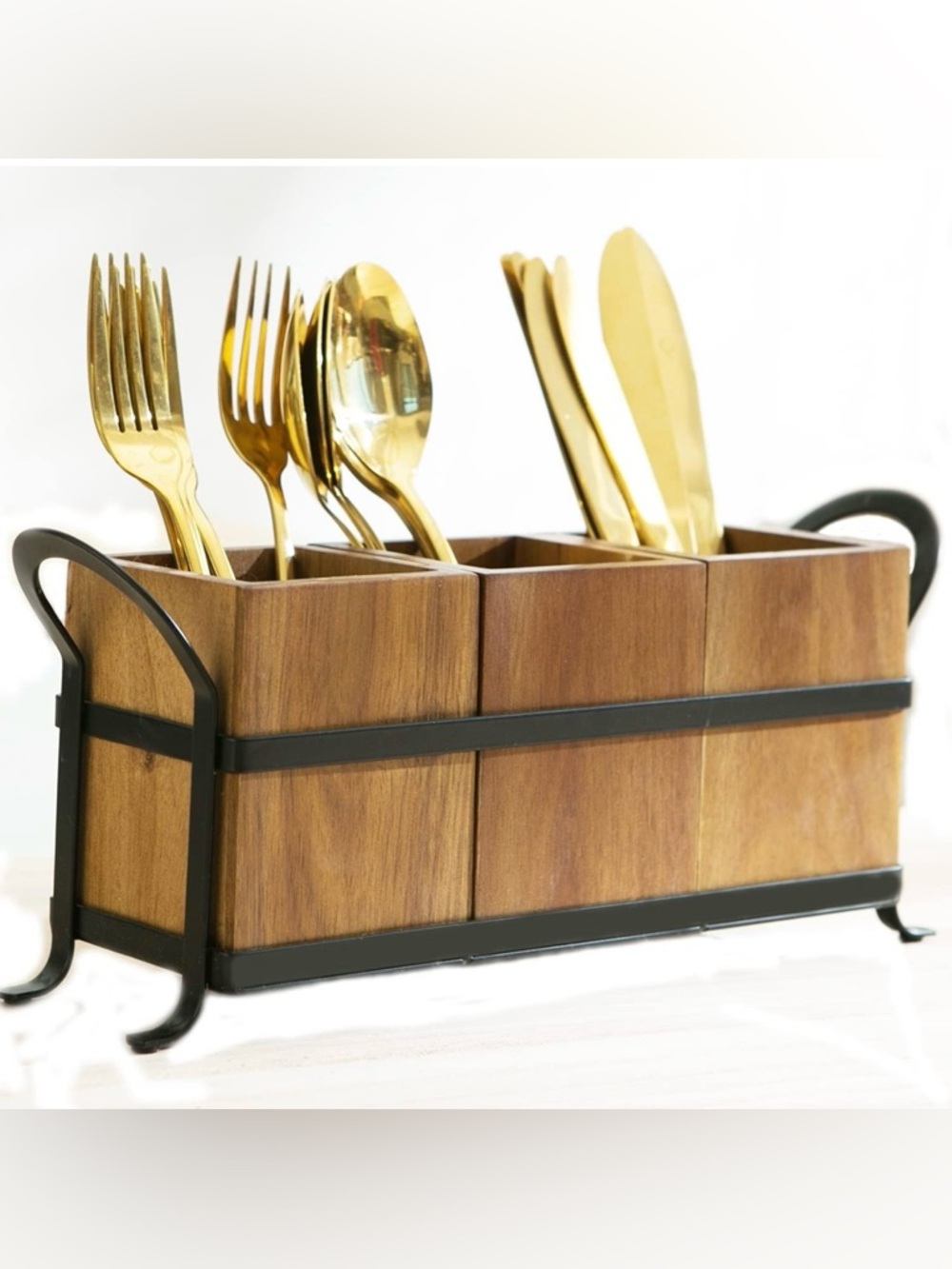 NelyBet Utensil Caddy Silverware Cutlery Holder with 3 Compartment